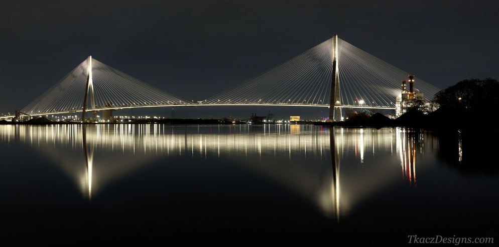 Gordie Howe International Bridge photograph by Peter Tkacz Long exposure night photograph of Gordie Howe International Bridge over Detroit River by Peter Tkacz